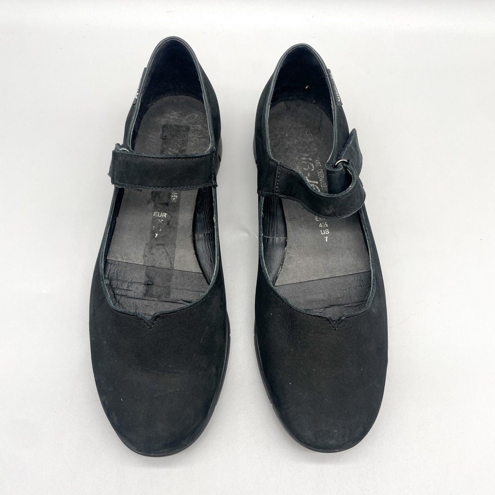 Mephisto Womens 7 Mary Jane Flats Black Nubuck Walking Comfort Shoes NO INSOLES